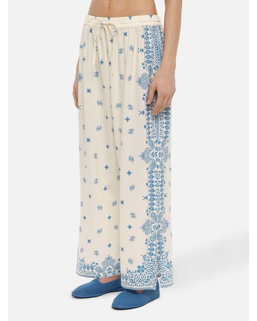 Mc2 Saint Barth White Ikaria Wide-Leg Pants With Bandana Placed Print