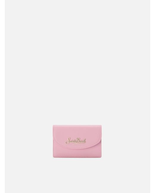 Mc2 Saint Barth Pink Light Smooth Leather Card Holder With Metal Logo Small Accessories