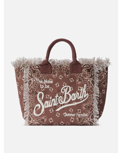 Mc2 Saint Barth Pink Canvas Vanity Regular Bag With Bandana Print