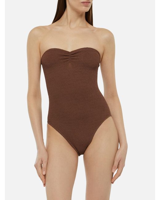 Mc2 Saint Barth Brown Soleil Crinkle Strapless One-Piece Swimsuit One Piece