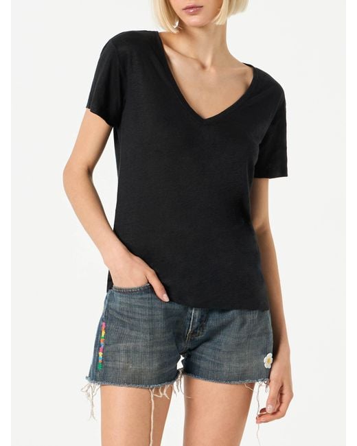 Mc2 Saint Barth Black Linen T-Shirt