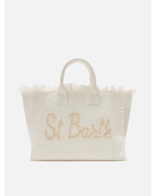 Mc2 Saint Barth White Colette Canvas Bag With Fabric Logo Patch __Single__