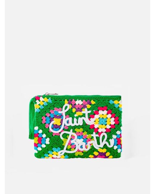 Mc2 Saint Barth Green Parisienne Crochet Pouch Bag With Saint Barth Pochette
