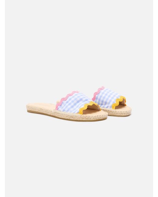 Mc2 Saint Barth Metallic Luz Slip On Sandal With Vichy Check Print