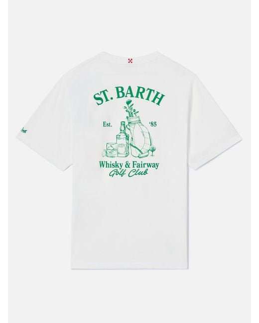 Mc2 Saint Barth White Portland T-Shirt With St. Tropez Habitué Print for men