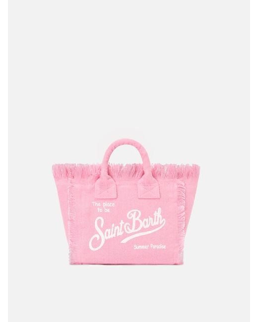 Mc2 Saint Barth Pink Solid Linen Vanity Mini Bag With Removable Strap