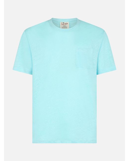 Mc2 Saint Barth Blue Ecstasea Water Linen Jersey T-Shirt for men