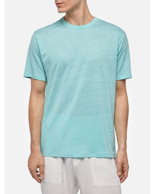Mc2 Saint Barth Blue Water Linen Jersey T-Shirt Ecstasea for men