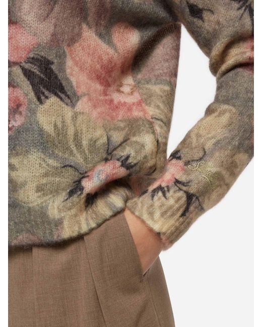 Mc2 Saint Barth Brown Floral Louise Mohair Sweater