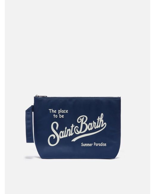 Aline Solid Color Nylon Pouch di Mc2 Saint Barth in Blue