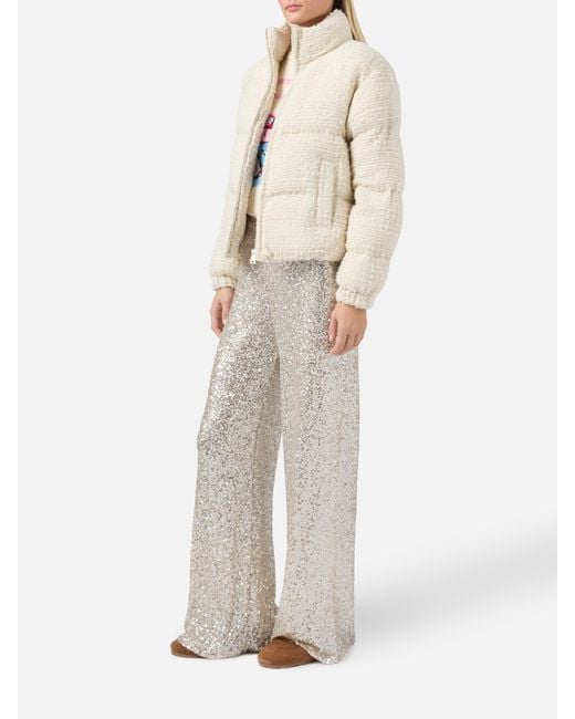 Mc2 Saint Barth White Maddy Tweed Padded Jacket Lurex