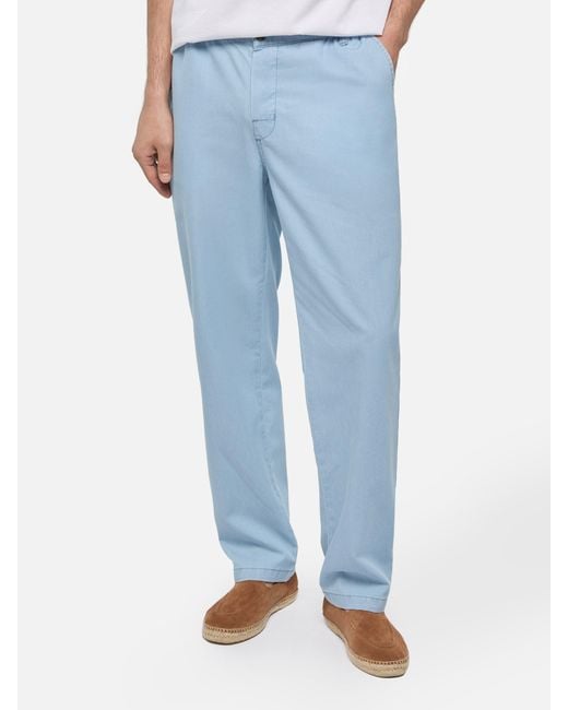 Mc2 Saint Barth Blue Calais Denim Chambray Pants With Drawstring