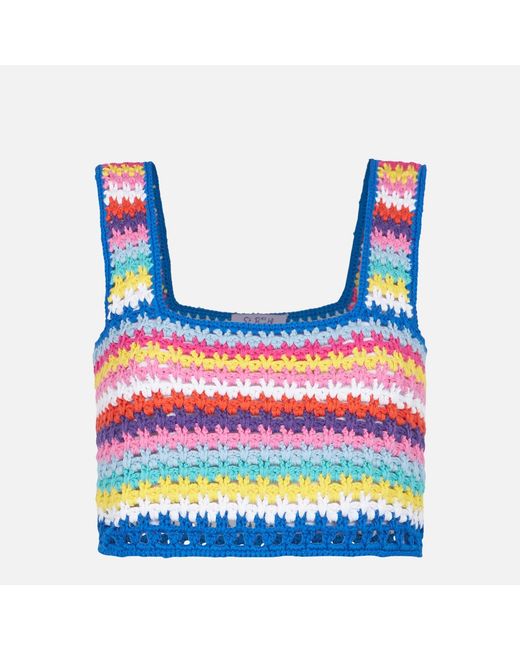 Mc2 Saint Barth Crochet Halima Top On Bluette Background