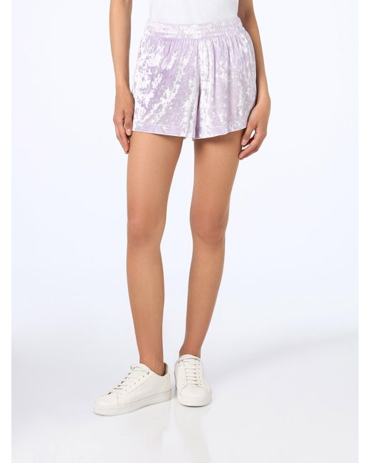 Mc2 Saint Barth White Cate Lilac Chenille Shorts