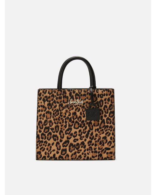 Mc2 Saint Barth Multicolor Shop Bag Midi Handbag Leopard-Print Pony Skin Leather