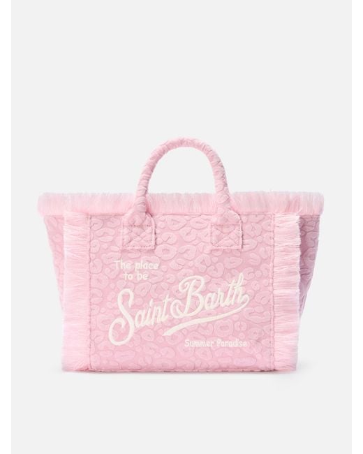 Terry Effect Colette Bag With Raised Leopard Pattern di Mc2 Saint Barth in Pink