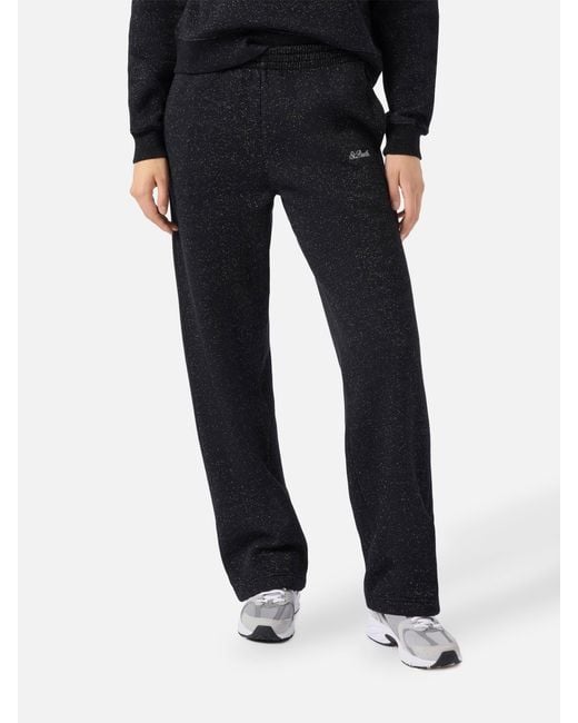 Mc2 Saint Barth Black Deena Straight-Hem Joggers Lurex Pant