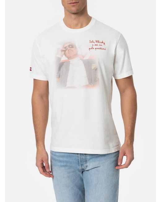 Mc2 Saint Barth White T-Shirt Arnott With Sole, Whiskyembroidery for men