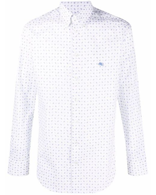 Etro White Button-down Paisley-print Shirt for men