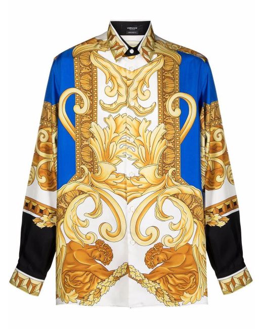 Versace Seidenhemd mit Medusa Renaissance-Print in Blau für Herren | Lyst DE