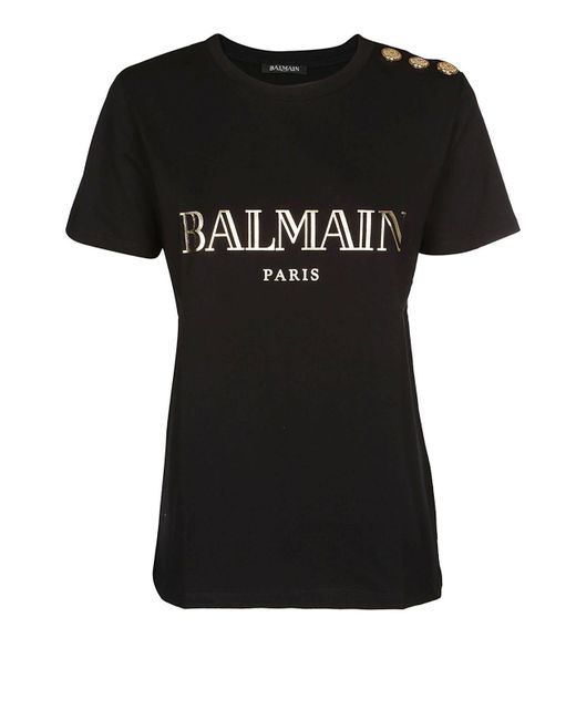 Balmain Black Cotton T-shirt - Save 33% - Lyst