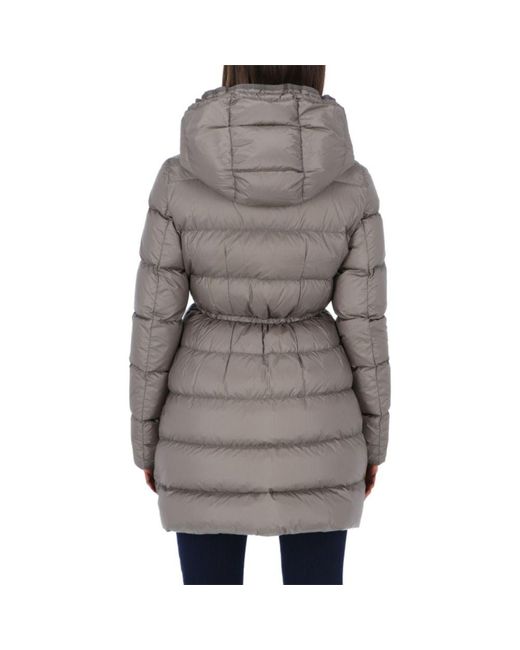 Moncler Bannec Long Puffer Jacket in Grey (Gray) | Lyst