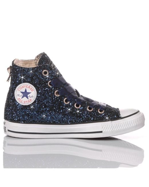 Converse Glitter Hi Top Sneakers in Blue | Lyst