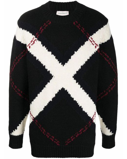 black argyle jumper