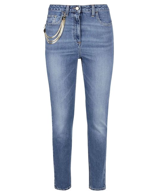 Elisabetta Franchi Denim Andere materialien jeans in Blau Damen Bekleidung Jeans Capri-Jeans und cropped Jeans 