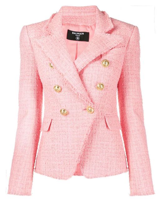 Balmain Cotton Blazer in Pink - Lyst