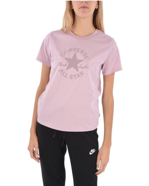 Converse Cotton T-shirt in Pink | Lyst