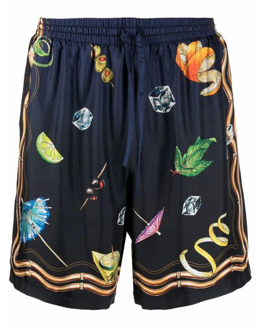 Shorts setaCASABLANCA in Seta da Uomo colore Nero | Lyst