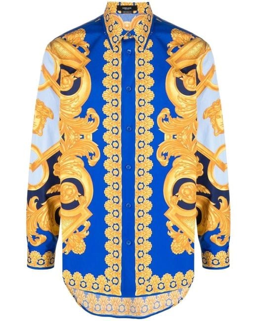 Versace Barocco 660 Print Shirt in Blue for Men | Lyst
