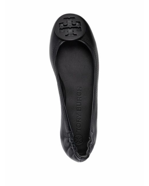 Tory Burch Leather Flats in Black - Lyst
