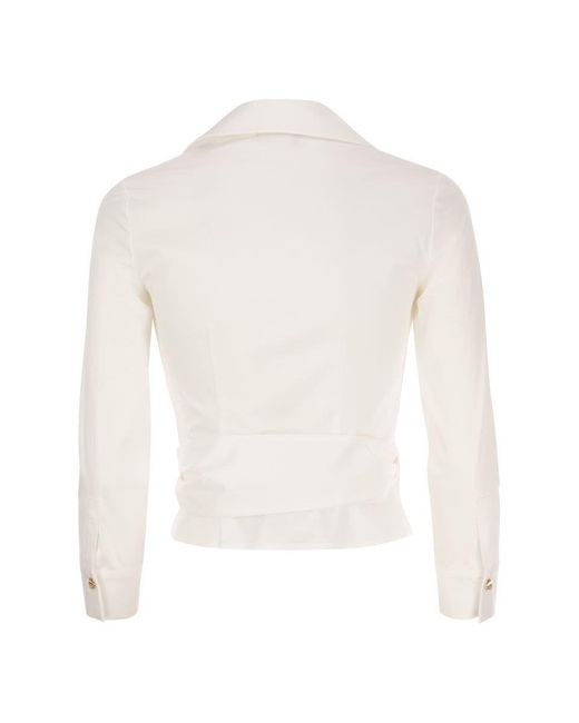 Blusa donna cotone di Elisabetta Franchi in Bianco | Lyst