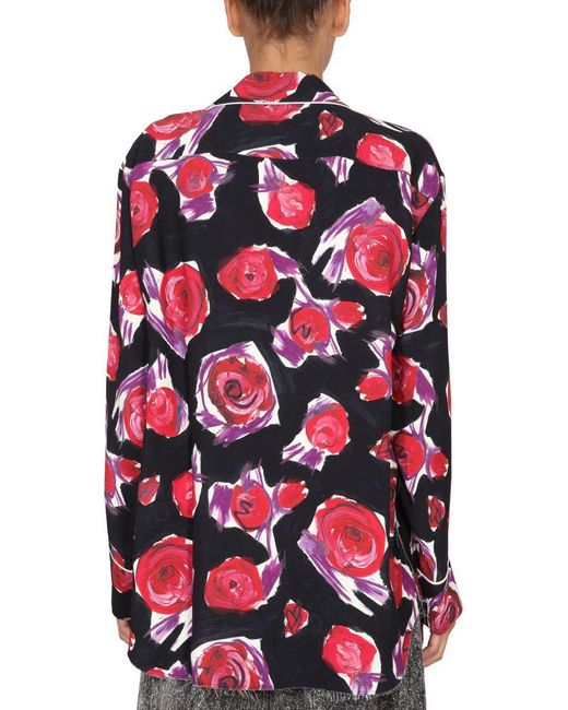 Marni Floral Print Shirt in Red | Lyst