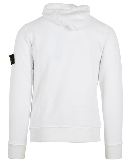 Stone Island Cotton Logo-patch Hoodie in White for Men - Save 44% - Lyst