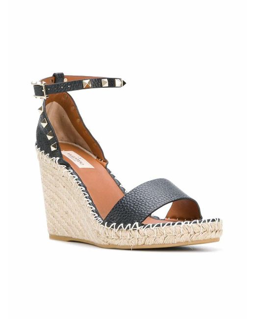 valentino garavani rockstud flatform leather espadrille sandals