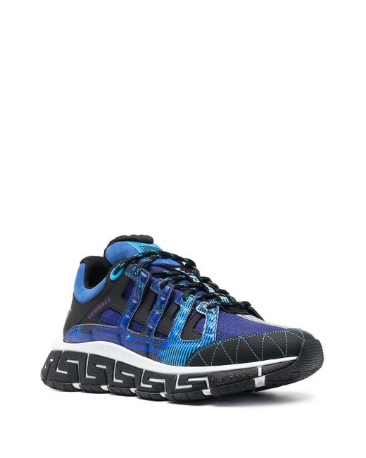 Versace Trigreca Panelled Sneakers in Blue (Black) for Men - Save 14% - Lyst