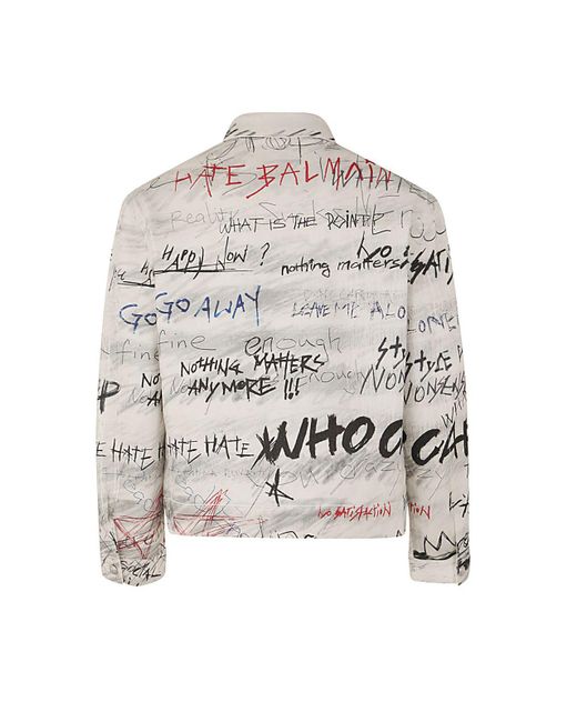 Balmain Oversize Graffiti Denim Jacket 