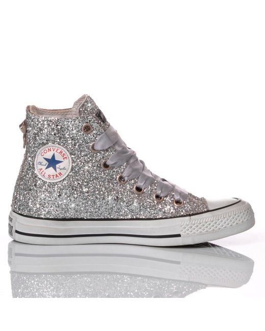 Converse S Glitter Hi Top Sneakers in Gray | Lyst