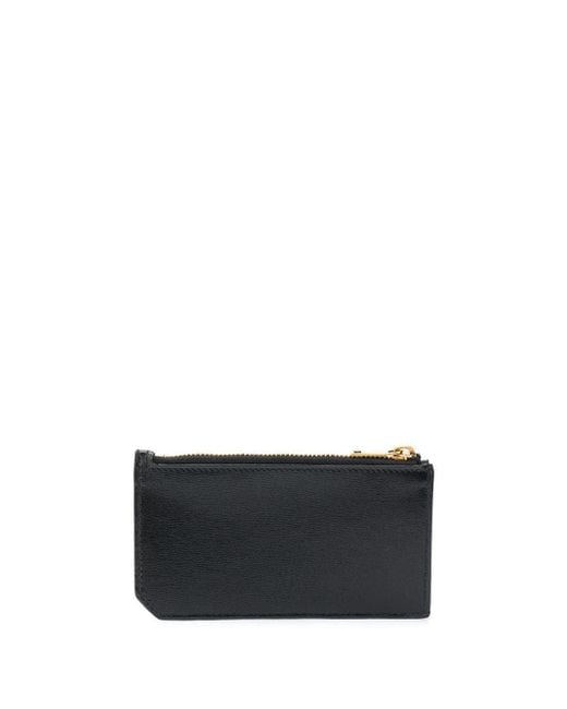 saint laurent pebbled leather zip card case
