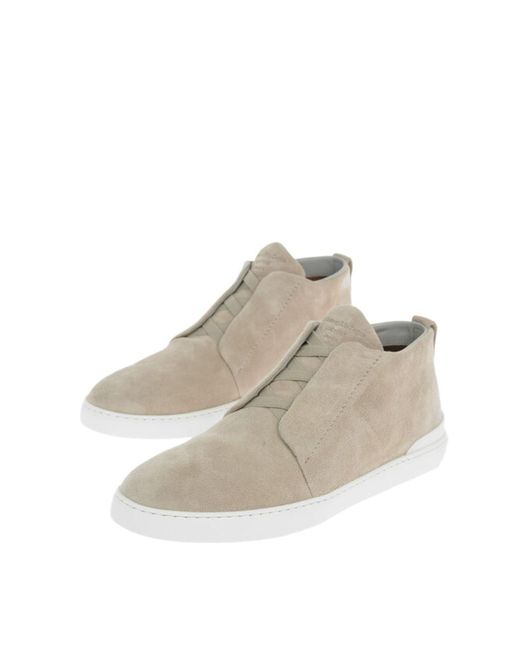 Zegna Leather Sneakers in White for Men | Lyst