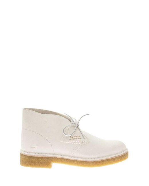 Clarks Suede Ankle Boots in White for Men | Lyst