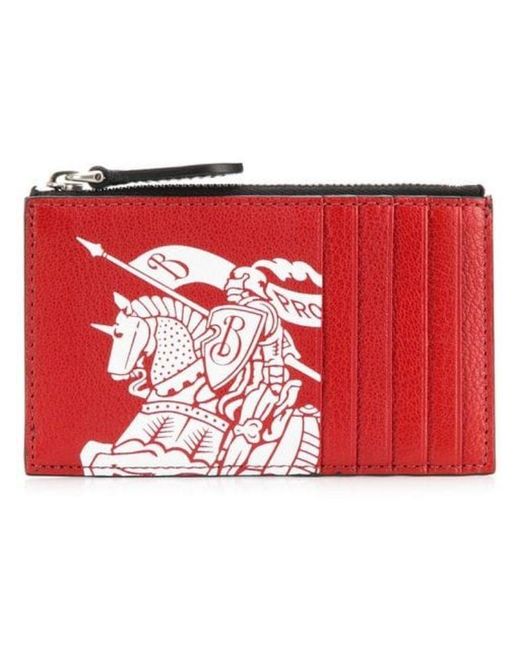 Burberry Red Leather Card Holder in Red for Men Lyst
