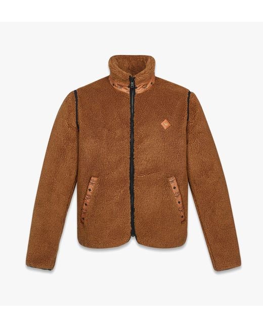 MCM Brown Fleece Jacket W/ Detachable Sleeves In Faux Fur for men