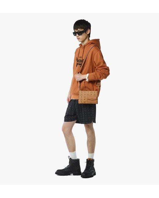 MCM Brown Aren Standing Crossbody Pouch In Visetos for men