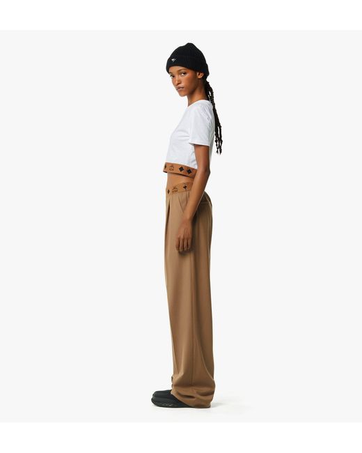 MCM Natural Monogram Pants In Wool Twill