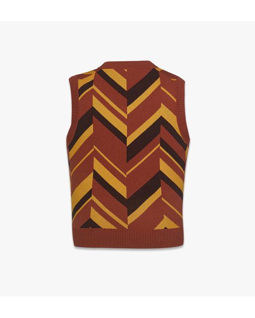 MCM Brown Mega Herringbone Vest In Wool-cashmere Jacquard for men
