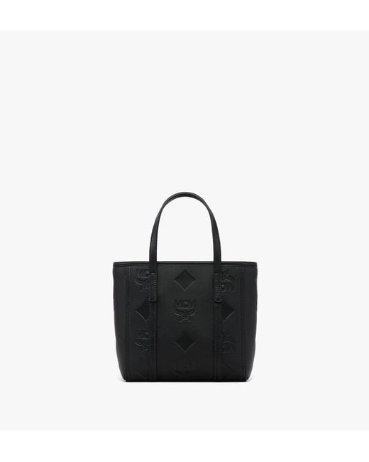 MCM Black Toni Top-zip Shopper In Maxi Monogram Leather
